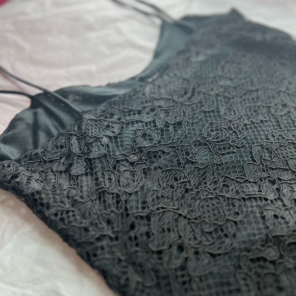 EUC VTG black LBD lace slip M nightie Brettins made in USA lingerie satin LBD - Picture 6 of 11